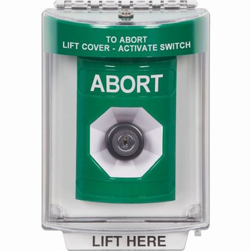 SS2143AB-EN STI Green Indoor/Outdoor Flush w/ Horn Key-to-Activate Stopper Station with ABORT Label English