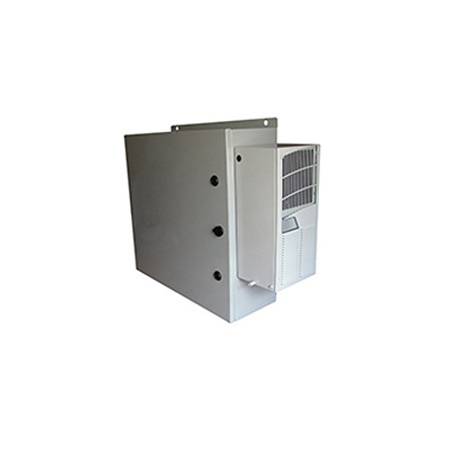 BW-1248ACE Mier NEMA Type 4 Outdoor 24"W x 24"H x 8"D Metal Electrical Enclosure with Thermostat and AC Unit - Gray w/ Removable 22" W x 22" H Back-Panel - Solid Door