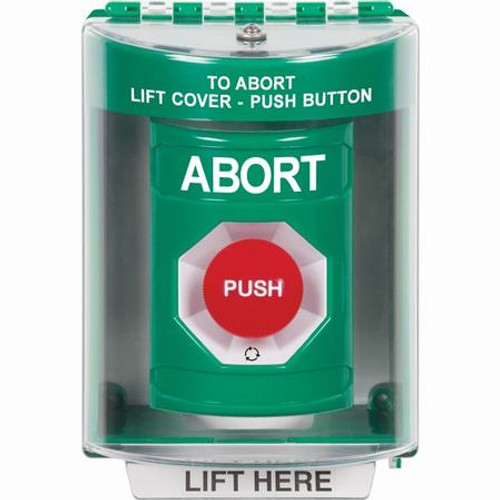 SS2171AB-EN STI Green Indoor/Outdoor Surface Turn-to-Reset Stopper Station with ABORT Label English