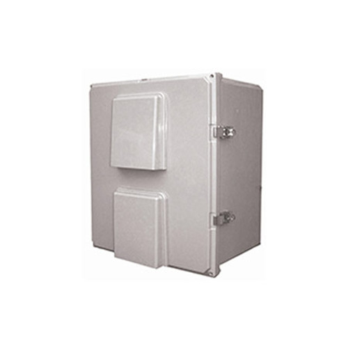 BW-FC181610-24V Mier NEMA Type 3R Outdoor 18" W x 16" H x 10" D Polycarbonate Electrical Enclosure with Thermostat and 24V Fan - Gray - Solid Door