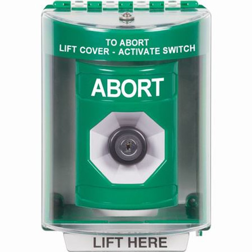 SS2173AB-EN STI Green Indoor/Outdoor Surface Key-to-Activate Stopper Station with ABORT Label English