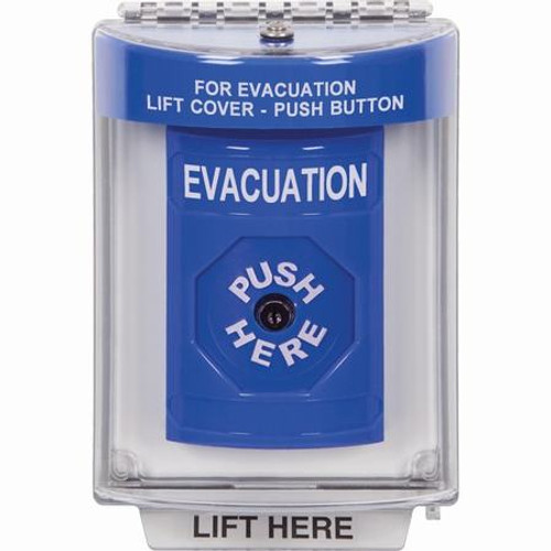 SS2430EV-EN STI Blue Indoor/Outdoor Flush Key-to-Reset Stopper Station with EVACUATION Label English