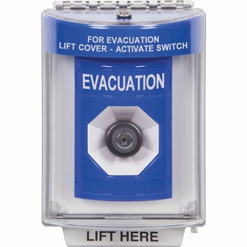 SS2433EV-EN STI Blue Indoor/Outdoor Flush Key-to-Activate Stopper Station with EVACUATION Label English