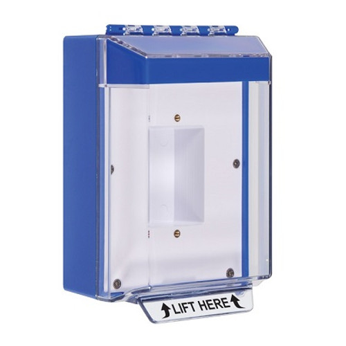 STI-14410NB STI Universal Stopper Low Profile Cover Enclosed Back Box, Sealed Mounting Plate and Hood - No Label - Blue