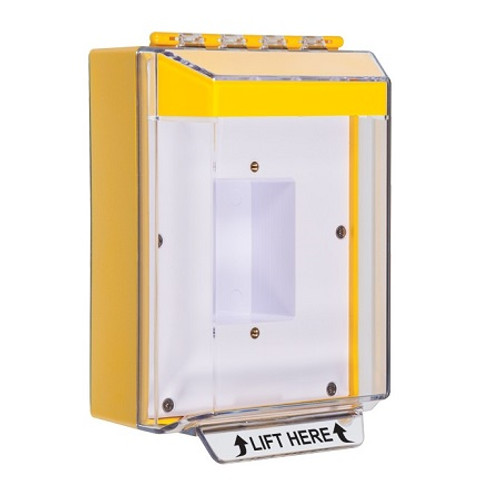 STI-14410NY STI Universal Stopper Low Profile Cover Enclosed Back Box, Sealed Mounting Plate and Hood - No Label - Yellow