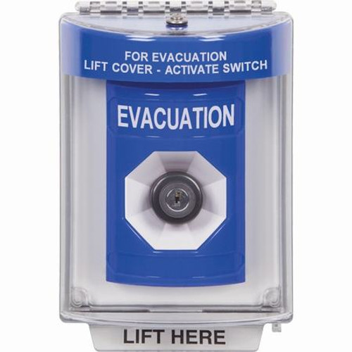 SS2443EV-EN STI Blue Indoor/Outdoor Flush w/ Horn Key-to-Activate Stopper Station with EVACUATION Label English