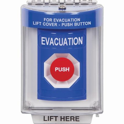 SS2444EV-EN STI Blue Indoor/Outdoor Flush w/ Horn Momentary Stopper Station with EVACUATION Label English