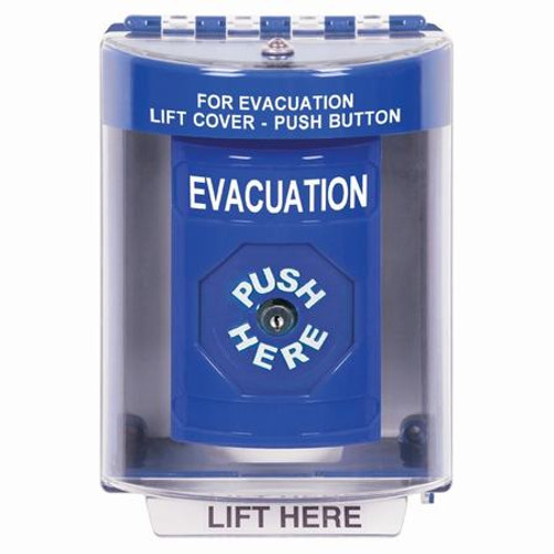 SS2470EV-EN STI Blue Indoor/Outdoor Surface Key-to-Reset Stopper Station with EVACUATION Label English