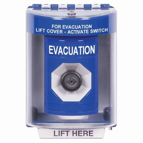 SS2473EV-EN STI Blue Indoor/Outdoor Surface Key-to-Activate Stopper Station with EVACUATION Label English