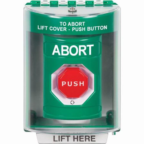 SS2179AB-EN STI Green Indoor/Outdoor Surface Turn-to-Reset (Illuminated) Stopper Station with ABORT Label English