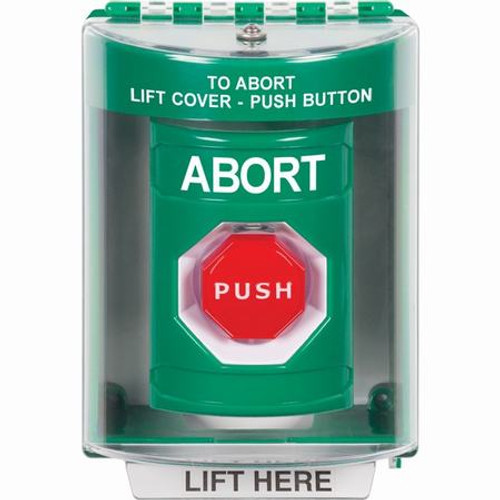 SS2182AB-EN STI Green Indoor/Outdoor Surface w/ Horn Key-to-Reset (Illuminated) Stopper Station with ABORT Label English