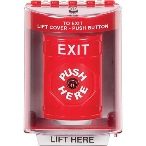 SS2080XT-EN STI Red Indoor/Outdoor Surface w/ Horn Key-to-Reset Stopper Station with EXIT Label English