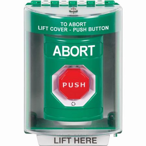 SS2189AB-EN STI Green Indoor/Outdoor Surface w/ Horn Turn-to-Reset (Illuminated) Stopper Station with ABORT Label English