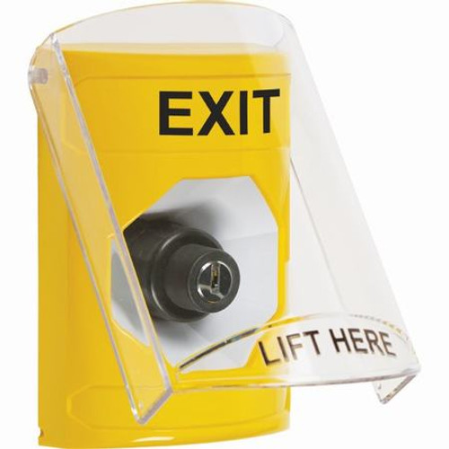 SS2223XT-EN STI Yellow Indoor Only Flush or Surface Key-to-Activate Stopper Station with EXIT Label English