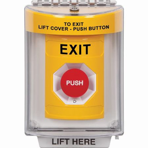 SS2241XT-EN STI Yellow Indoor/Outdoor Flush w/ Horn Turn-to-Reset Stopper Station with EXIT Label English