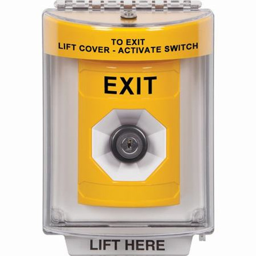 SS2243XT-EN STI Yellow Indoor/Outdoor Flush w/ Horn Key-to-Activate Stopper Station with EXIT Label English