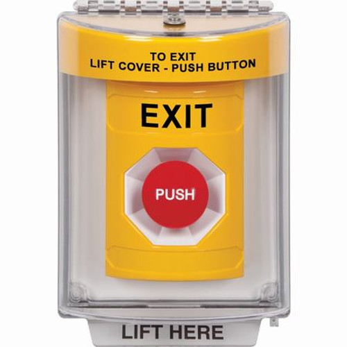 SS2244XT-EN STI Yellow Indoor/Outdoor Flush w/ Horn Momentary Stopper Station with EXIT Label English
