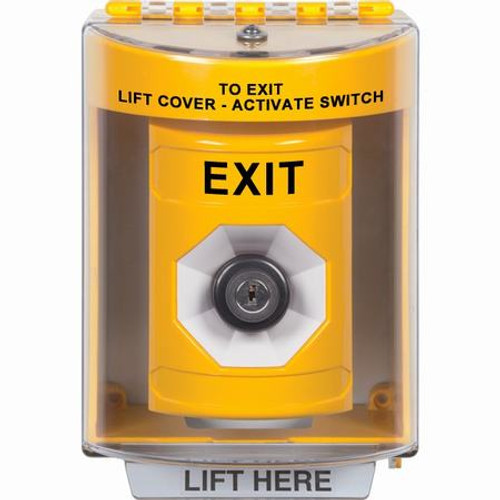 SS2273XT-EN STI Yellow Indoor/Outdoor Surface Key-to-Activate Stopper Station with EXIT Label English