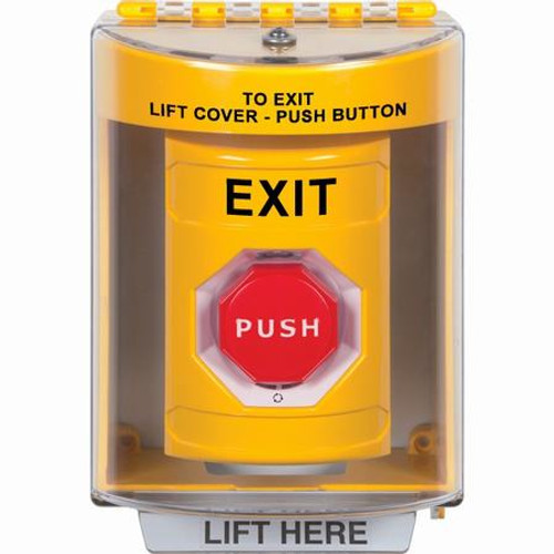 SS2279XT-EN STI Yellow Indoor/Outdoor Surface Turn-to-Reset (Illuminated) Stopper Station with EXIT Label English