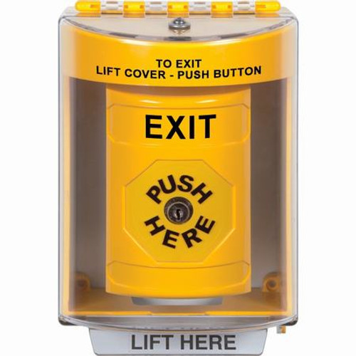 SS2280XT-EN STI Yellow Indoor/Outdoor Surface w/ Horn Key-to-Reset Stopper Station with EXIT Label English