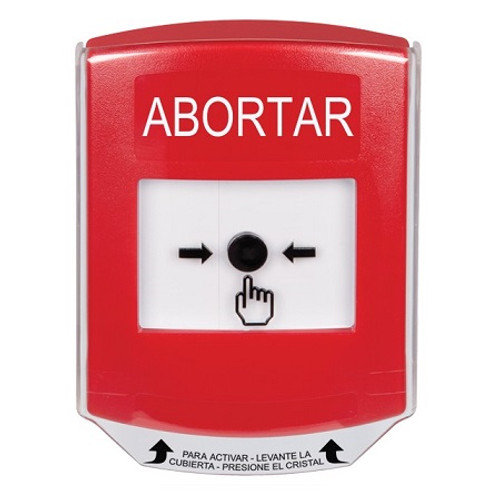 GLR0A1AB-ES STI Red Indoor Only Shield w/ Sound Key-to-Reset Push Button with ABORT Label Spanish