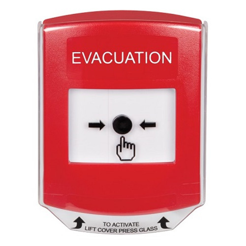 GLR0A1EV-EN STI Red Indoor Only Shield w/ Sound Key-to-Reset Push Button with EVACUATION Label English