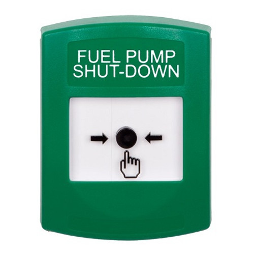 GLR101PS-EN STI Green Indoor Only No Cover Key-to-Reset Push Button with FUEL PUMP SHUT-DOWN Label English