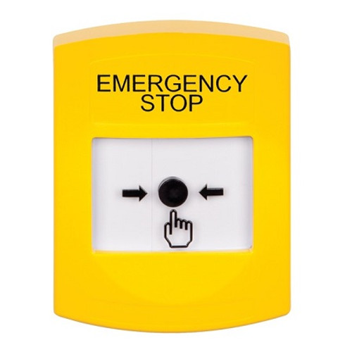 GLR201ES-EN STI Yellow Indoor Only No Cover Key-to-Reset Push Button with EMERGENCY STOP Label English