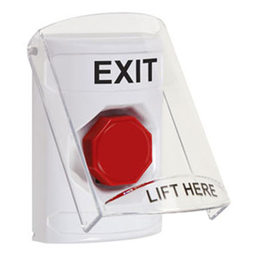 SS2325XT-EN STI White Indoor Only Flush or Surface Momentary (Illuminated) Stopper Station with EXIT Label English