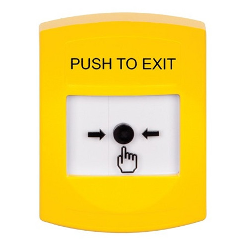 GLR201PX-EN STI Yellow Indoor Only No Cover Key-to-Reset Push Button with PUSH TO EXIT Label English