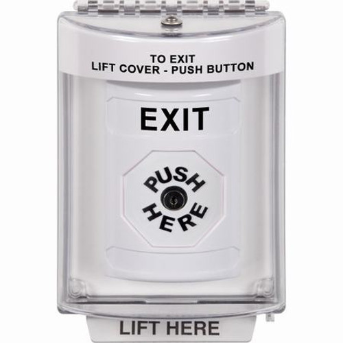 SS2330XT-EN STI White Indoor/Outdoor Flush Key-to-Reset Stopper Station with EXIT Label English