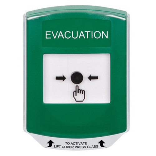 GLR121EV-EN STI Green Indoor Only Shield Key-to-Reset Push Button with EVACUATION Label English