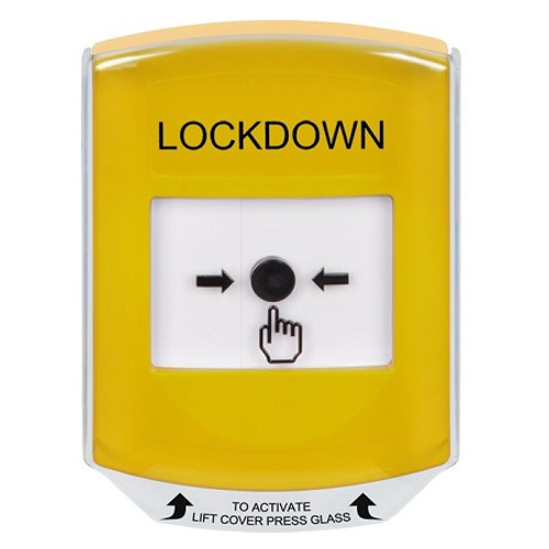 GLR221LD-EN STI Yellow Indoor Only Shield Key-to-Reset Push Button with LOCKDOWN Label English