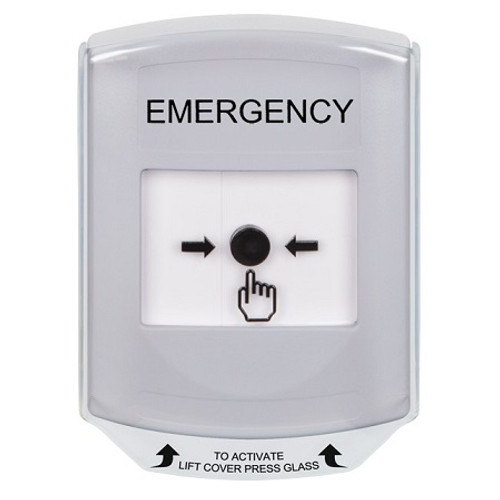 GLR321EM-EN STI White Indoor Only Shield Key-to-Reset Push Button with EMERGENCY Label English