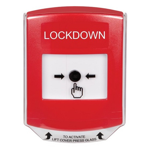GLR0A1LD-EN STI Red Indoor Only Shield w/ Sound Key-to-Reset Push Button with LOCKDOWN Label English