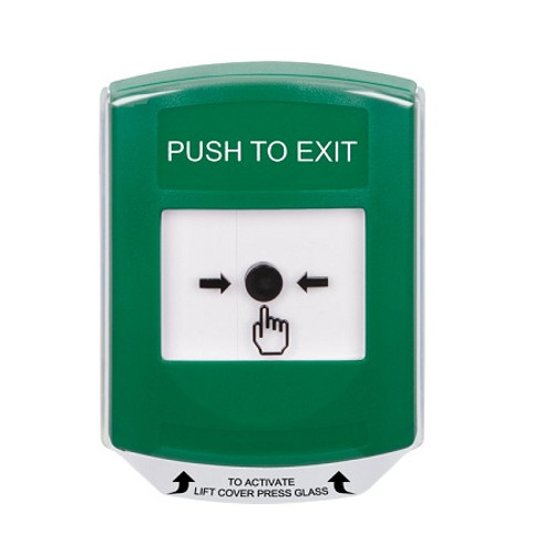 GLR1A1PX-EN STI Green Indoor Only Shield w/ Sound  Key-to-Reset Push Button with PUSH TO EXIT Label English