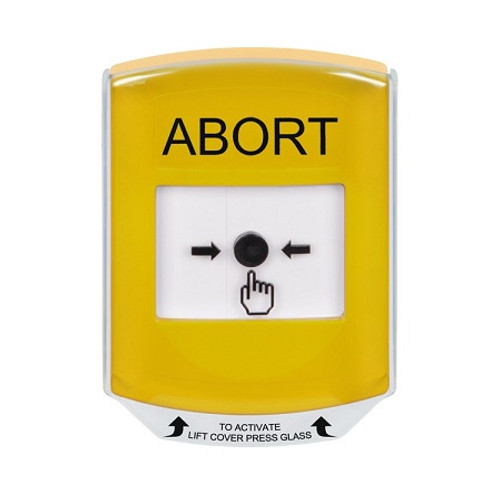 GLR2A1AB-EN STI Yellow Indoor Only Shield w/ Sound Key-to-Reset Push Button with ABORT Label English