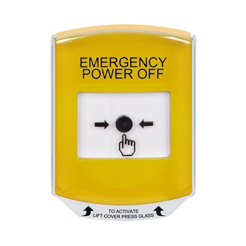GLR2A1PO-EN STI Yellow Indoor Only Shield w/ Sound Key-to-Reset Push Button with EMERGENCY POWER OFF Label English