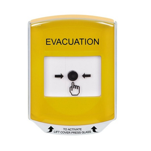 GLR2A1EV-EN STI Yellow Indoor Only Shield w/ Sound Key-to-Reset Push Button with EVACUATION Label English