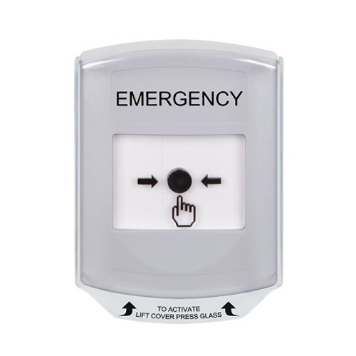 GLR3A1EM-EN STI White Indoor Only Shield w/ Sound Key-to-Reset Push Button with EMERGENCY Label English