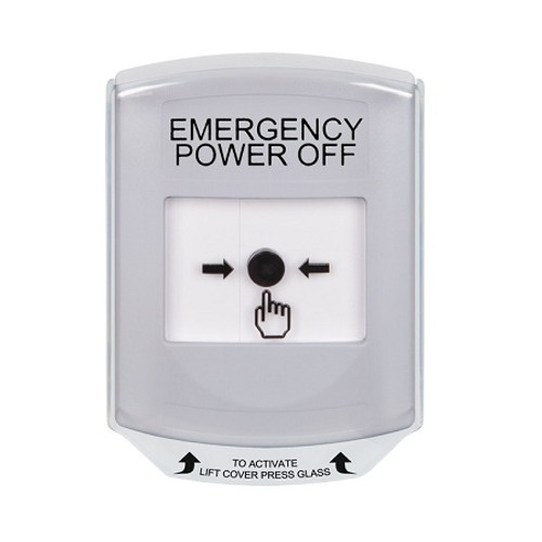 GLR3A1PO-EN STI White Indoor Only Shield w/ Sound Key-to-Reset Push Button with EMERGENCY POWER OFF Label English