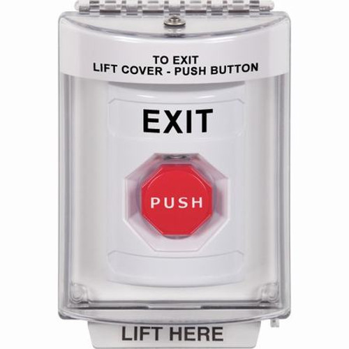 SS2345XT-EN STI White Indoor/Outdoor Flush w/ Horn Momentary (Illuminated) Stopper Station with EXIT Label English