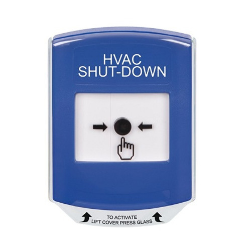 GLR4A1HV-EN STI Blue Indoor Only Shield w/ Sound Key-to-Reset Push Button with HVAC SHUT-DOWN Label English