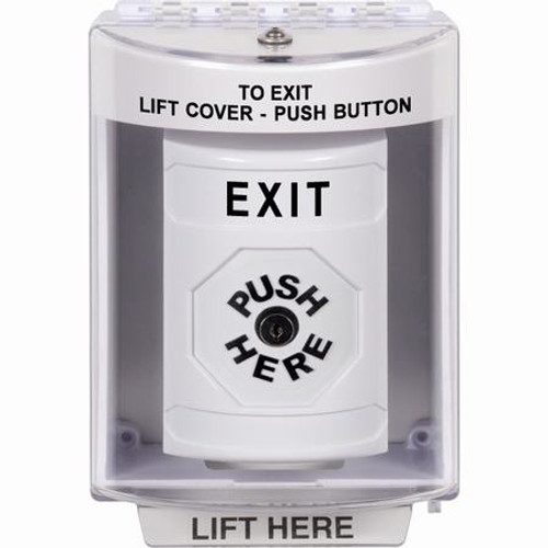 SS2370XT-EN STI White Indoor/Outdoor Surface Key-to-Reset Stopper Station with EXIT Label English