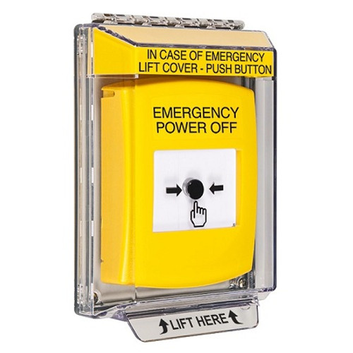 GLR241PO-EN STI Yellow Indoor/Outdoor Low Profile Flush Mount w/ Sound Key-to-Reset Push Button with EMERGENCY POWER OFF Label English