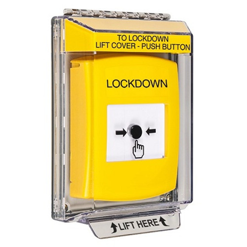 GLR241LD-EN STI Yellow Indoor/Outdoor Low Profile Flush Mount w/ Sound Key-to-Reset Push Button with LOCKDOWN Label English