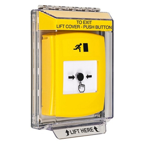 GLR241RM-EN STI Yellow Indoor/Outdoor Low Profile Flush Mount w/ Sound Key-to-Reset Push Button with Running Man Icon English