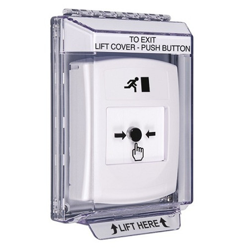 GLR341RM-EN STI White Indoor/Outdoor Low Profile Flush Mount w/ Sound Key-to-Reset Push Button with Running Man Icon English