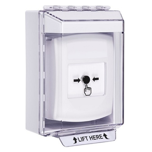 GLR371NT-EN STI White Indoor/Outdoor Low Profile Surface Mount Key-to-Reset Push Button with No Text Label English