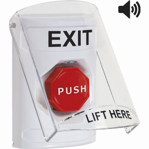 SS23A2XT-EN STI White Indoor Only Flush or Surface w/ Horn Key-to-Reset (Illuminated) Stopper Station with EXIT Label English